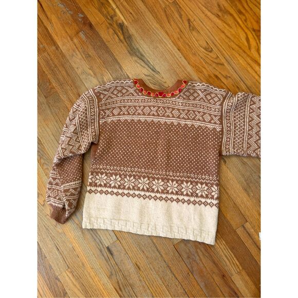 Handmade Wool/Angora Women’s Sweater L Embroidered Collar - Picture 9 of 13